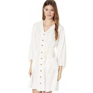 Calvin Klein Womens Button-Down Knee-Length Tie Front Shirtdress Cream 12